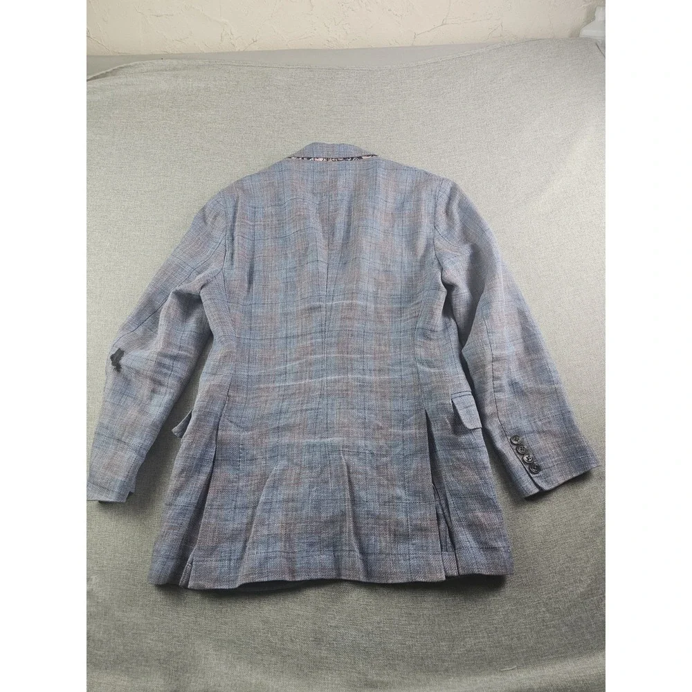 Brooks Brothers Sport Coat Mens 38 R Blue Plaid Linen Wool Itlay Half Lined